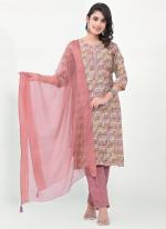 Modal Dark Peach Daily Wear Printed Readymade Kurti With Pant And Dupatta